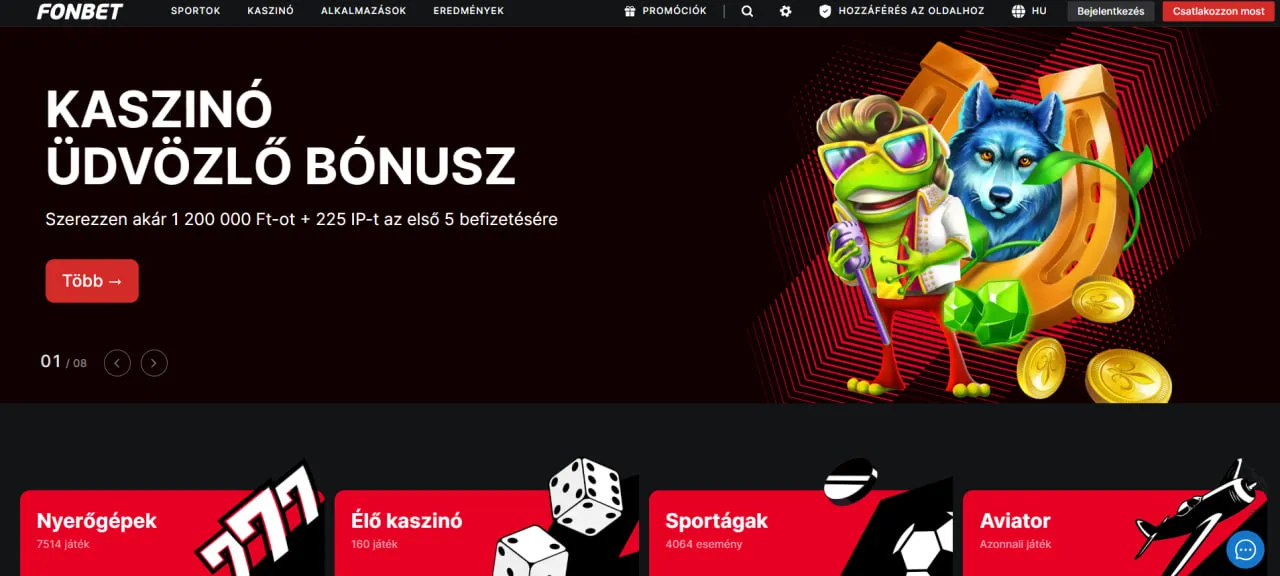 Fonbet Casino Felület