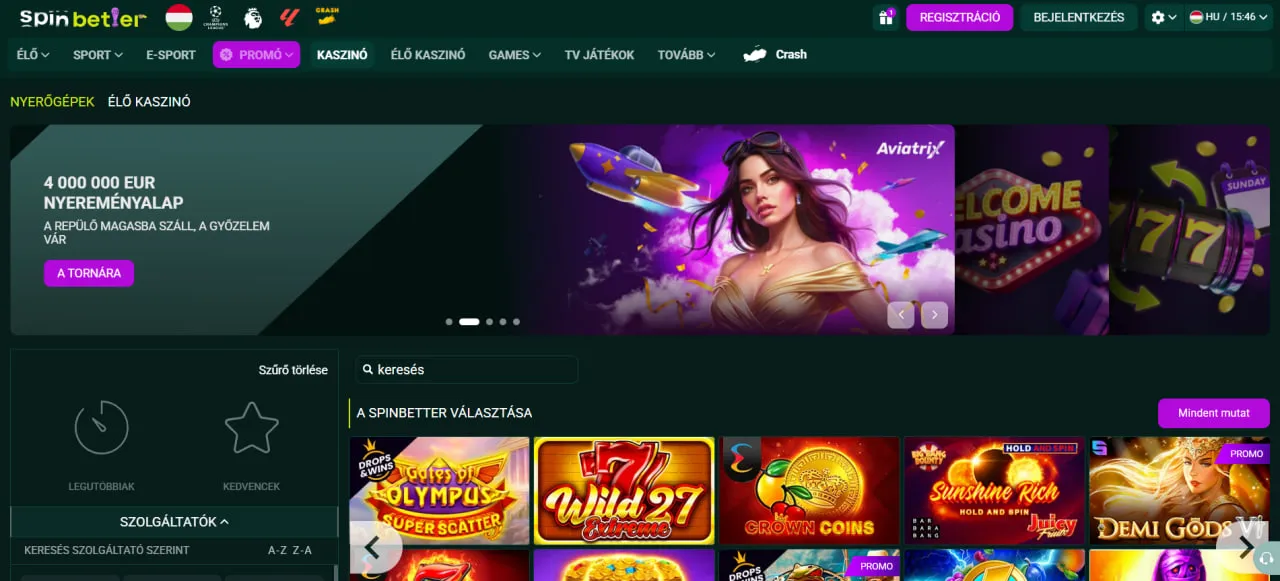 Spinbetter Casino Felület